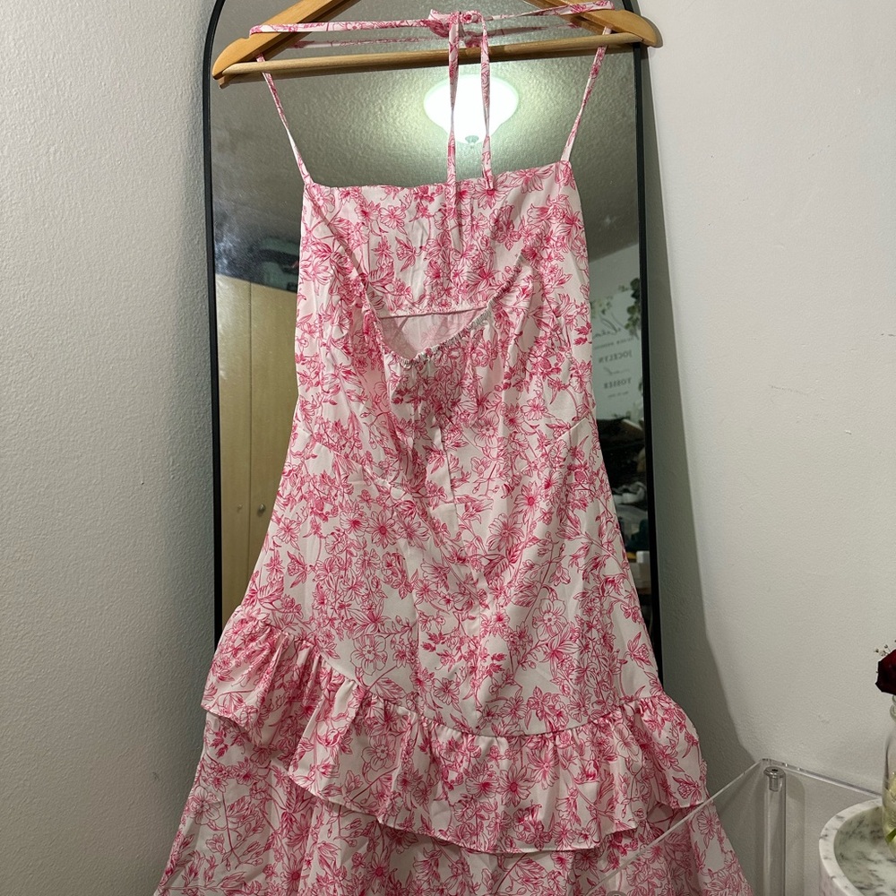 Floral Pink and White Dress